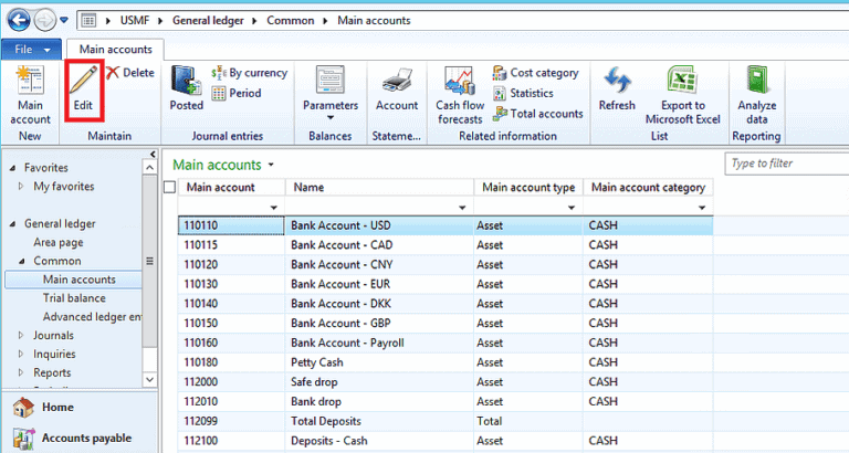 GL Setup for main accounts dynamics ax