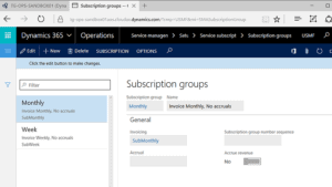 navigating to service subscription groups dynamics 365