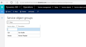 Create new service object group dynamics 365