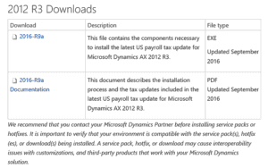 downloading dynamics ax payroll tax update 3