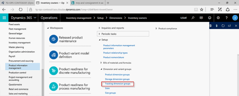 Dimension group tracking in dynamics 365
