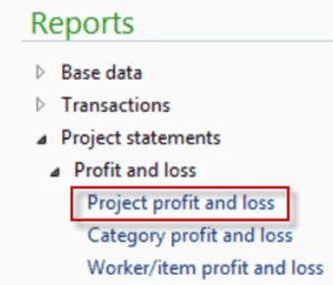 Project profit and loss report in dynamics ax