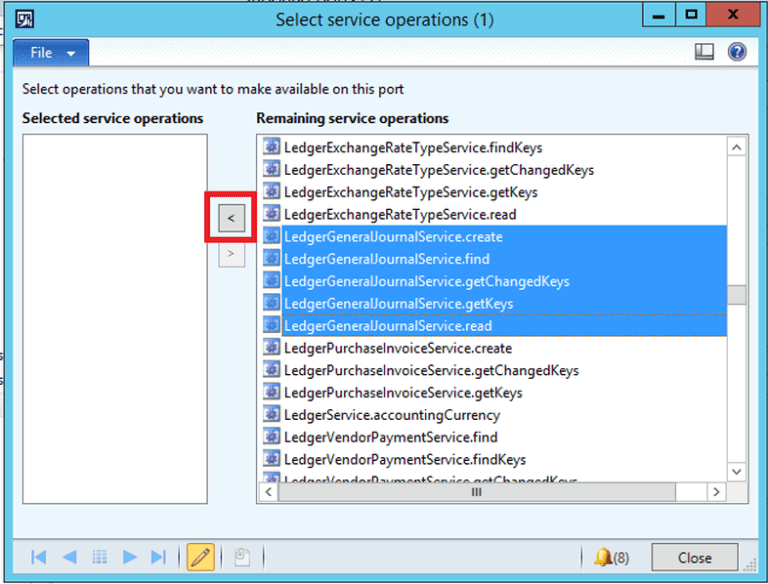 Select Service Operations Dynamics AX