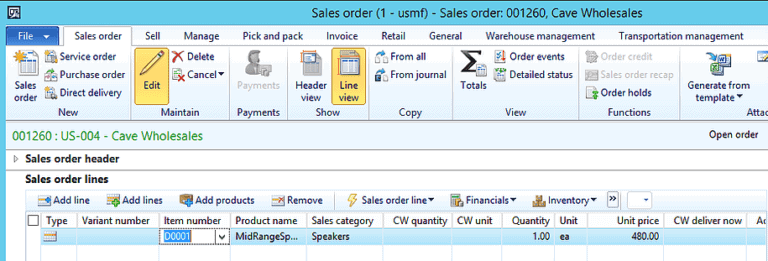 direct delivery sales order dynamics ax