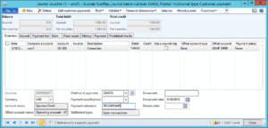 new payment journal in dynamics ax
