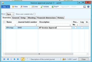 invoice approval journal dynamics ax 2012