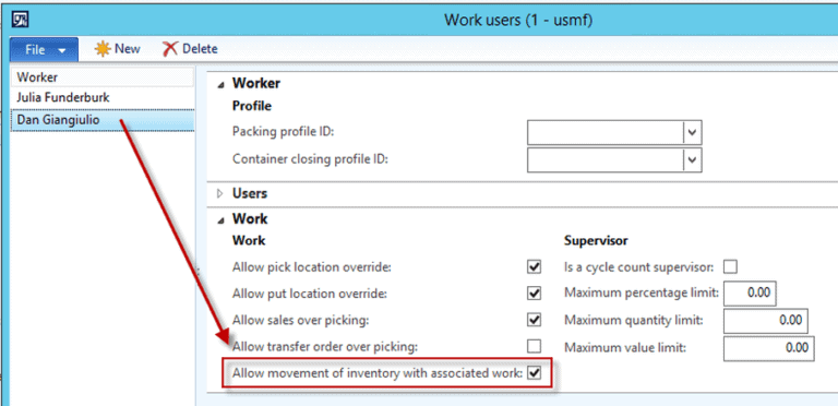 warehouse management worker dynamics ax