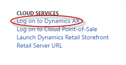 Log on to Dynamics 365 Cloud Services