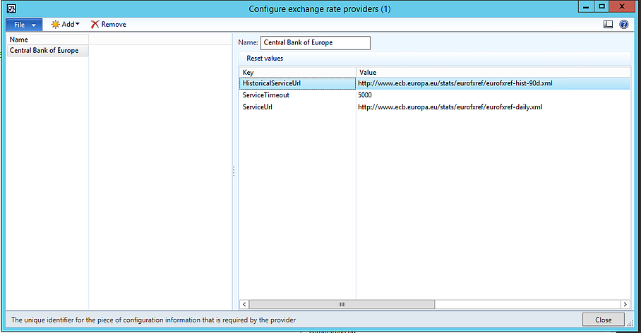 configure exchange rate provider in dynamics ax