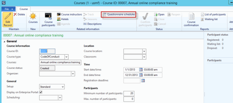 reference type grid questionnaires dynamics ax