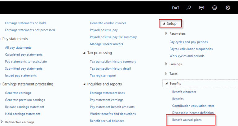 Benefit Accrual Plans Dynamics 365 for Operations