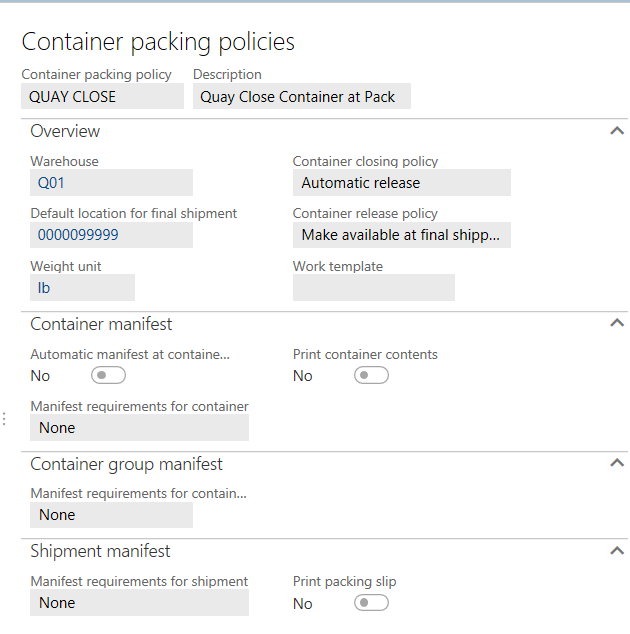 container packing policies