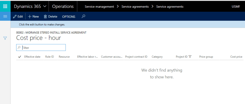 Dynamics 365 Cost Price for Specific Service Agreement