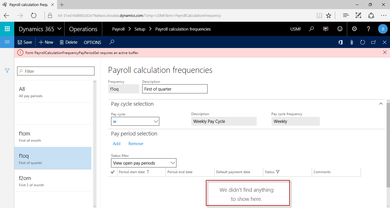 pay cycle review dynamics 365