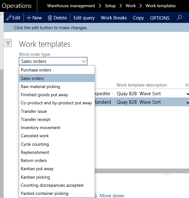 work template dynamics 365