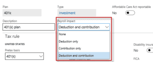 deduction and contribution payroll impact dynamics 365