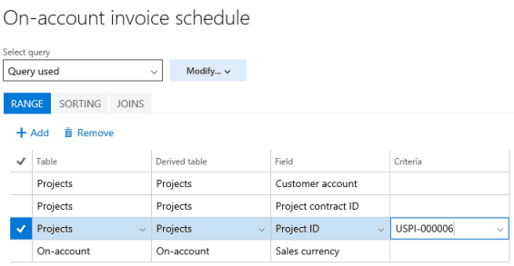 on-account invoice schedule filter dynamics 365