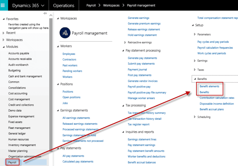 Navigate to Benefits Dynamics 365