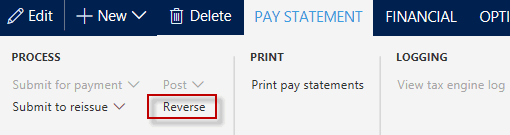 Reversing a pay statement in dynamics 365