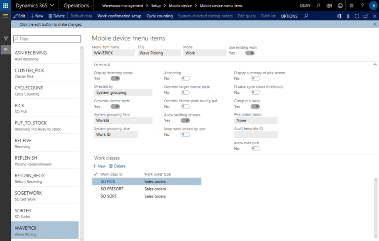 Mobile Device Menu Items in Dynamics 365