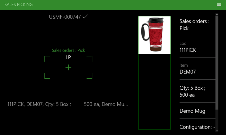 sales picking dynamics 365 warehouse mobile app