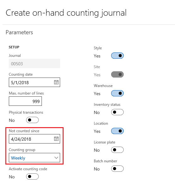 create on-hand counting journal