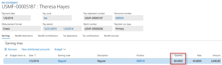 dynamics 365 pay statement details