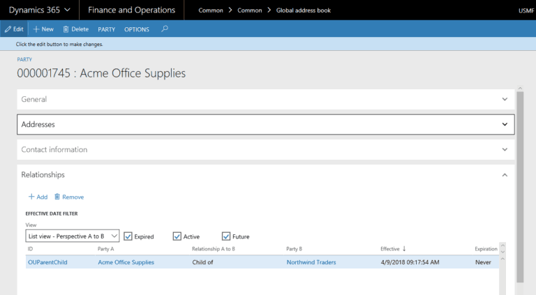 Navigating to global address book in dynamics 365