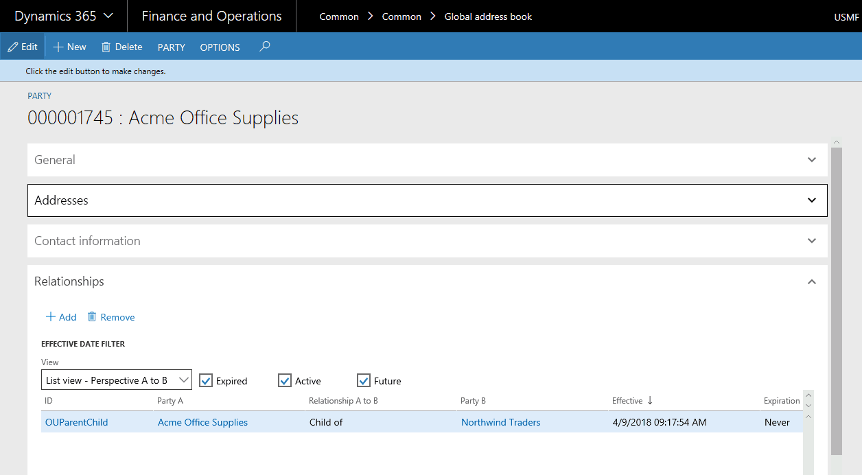 Vendor and customer type filter