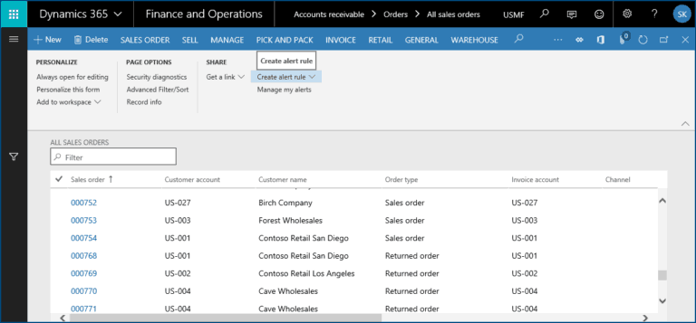 create alert rule dynamics 365