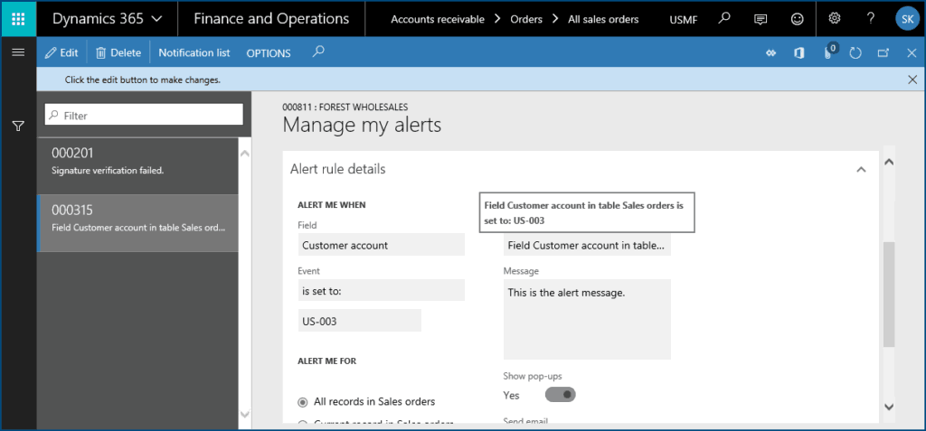 Alerts Are Back In Dynamics 365 for Finance and Operations | Ellipse ...