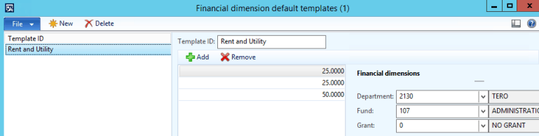 financial dimension default templates dynamics ax