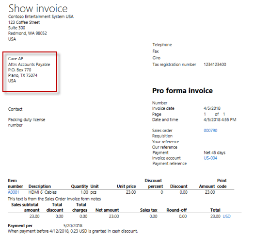 show invoice address