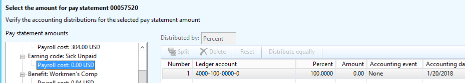 select the amount for pay statement
