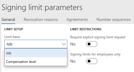 signing limit parameters