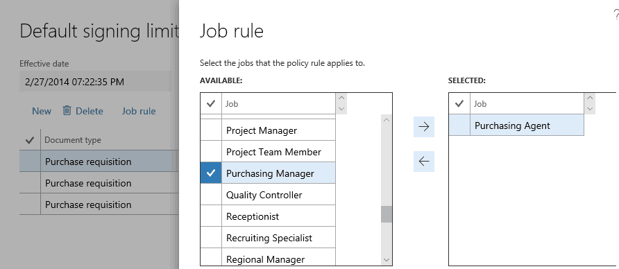 job rule settings
