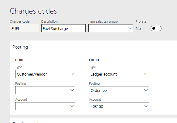 charges codes posting