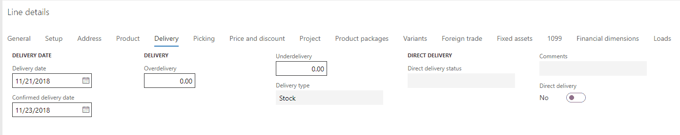 delivery tab