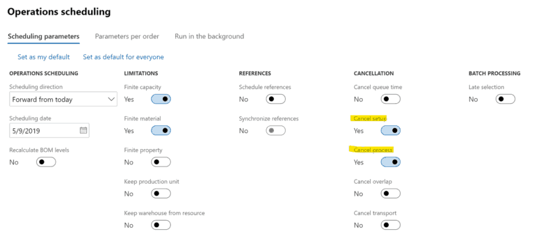 operations scheduling dynamics 365
