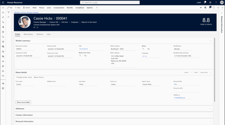 d365 human resources overview