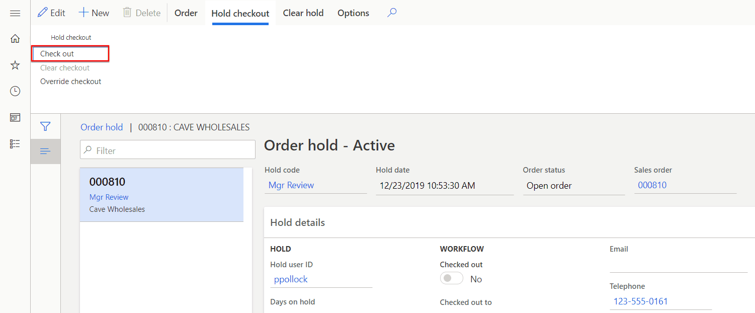 dynamics 365 check out order form