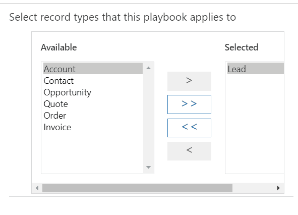 record types for playbooks in dynamics 365
