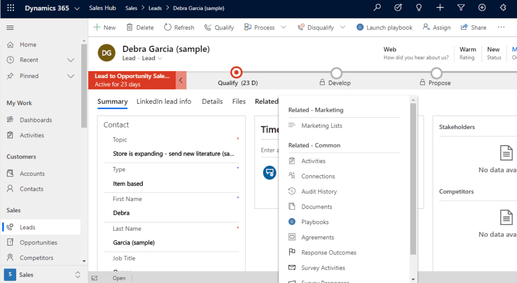 navigating to playbook in dynamics 365 sales