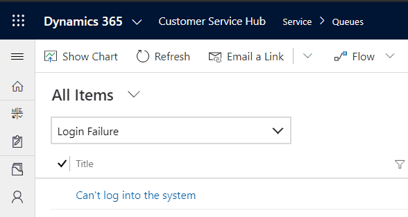  login failure queue d365 customer service