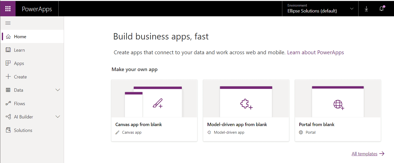 PowerApps dashboard