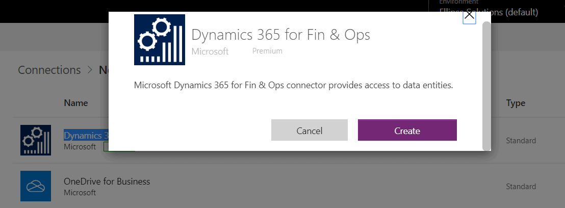 powerapps dynamics 365 fin ops connector