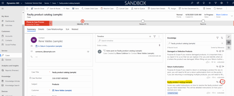 dynamics 365 knowledge search