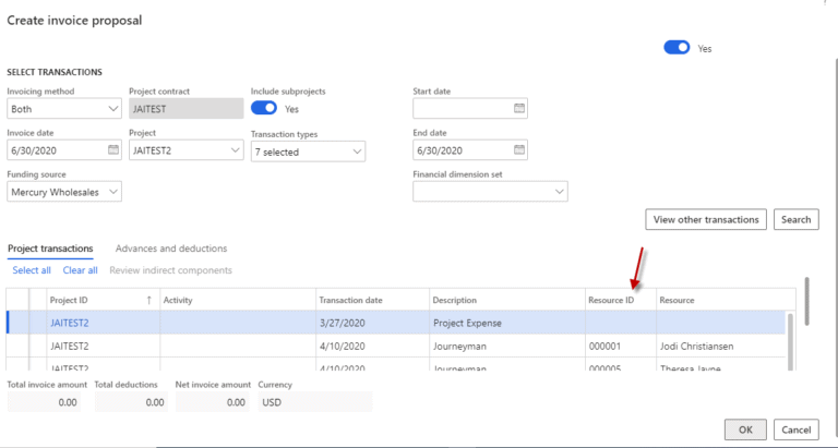 create invoice proposal dynamics 365