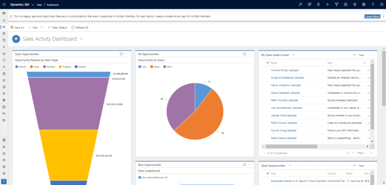 sales activity dashboard dynamics 365