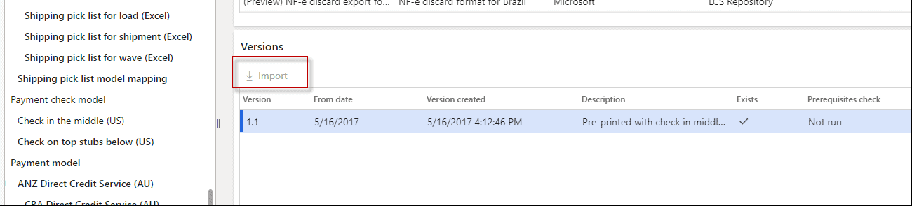 dynamics 365 payment check mode